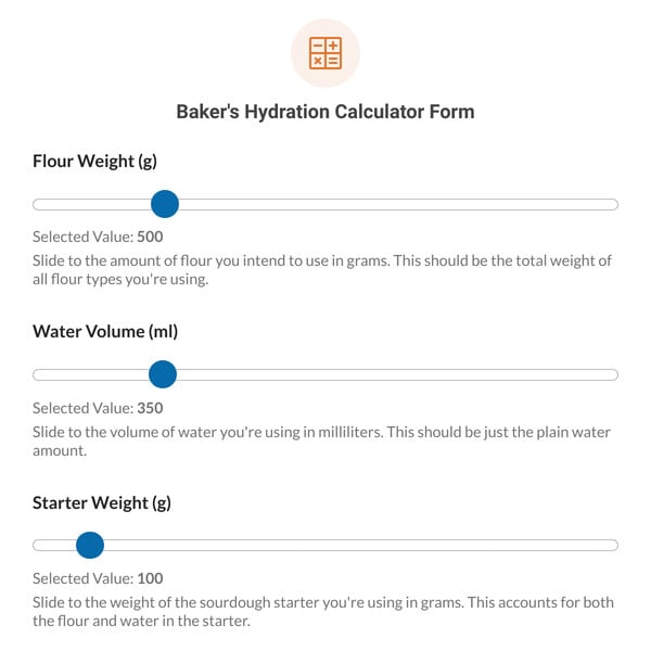 Baker’s Hydration Calculator Form Template