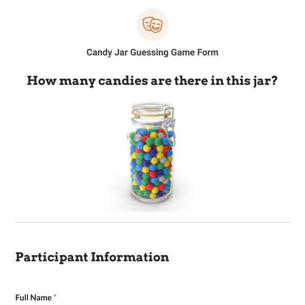 Candy Jar Guessing Game Form Template
