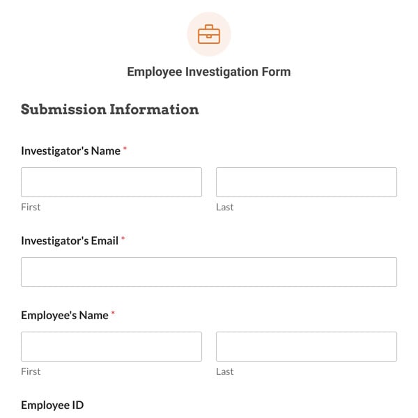 Employee Investigation Form Template