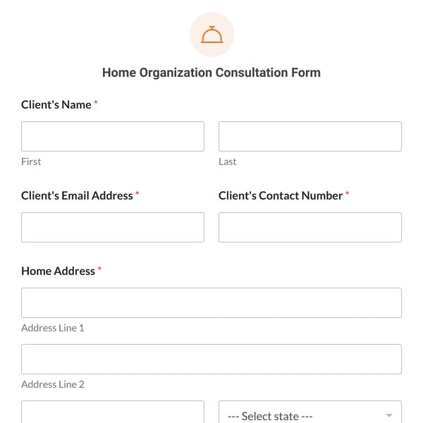 Home Organization Consultation Form Template
