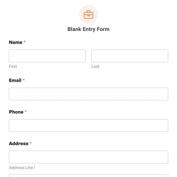 Blank Entry Form Template