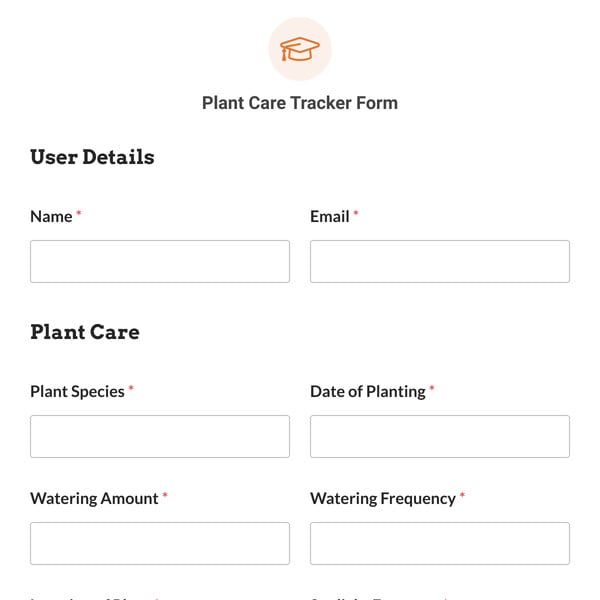 Plant Care Tracker Form Template