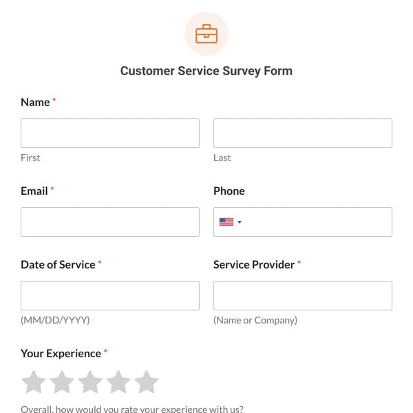 Customer Service Survey Form Template