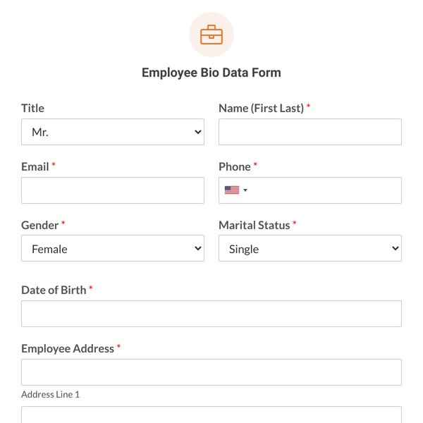 Employee Bio Data Form Template