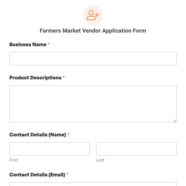 Farmers Market Vendor Application Form Template
