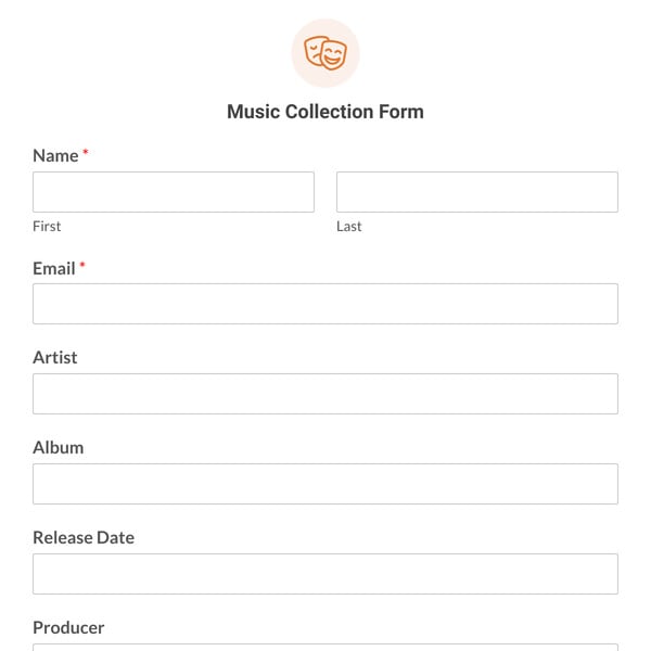 Music Collection Form Template