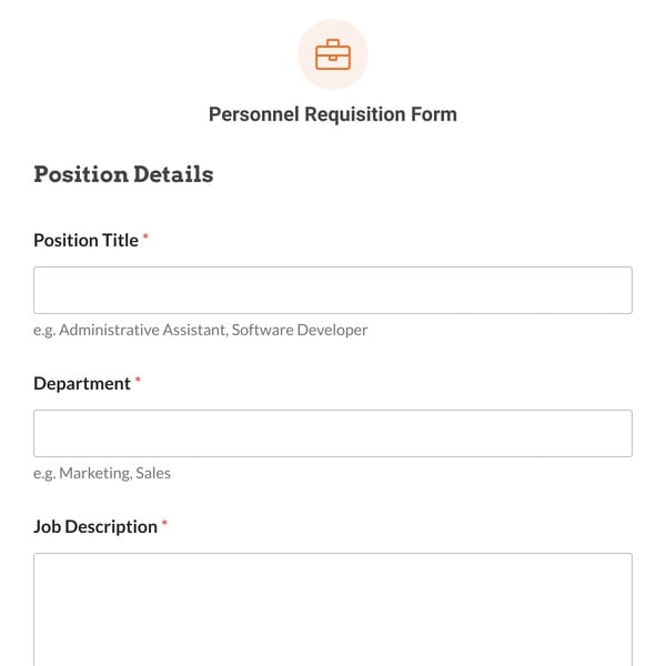 Personnel Requisition Form Template