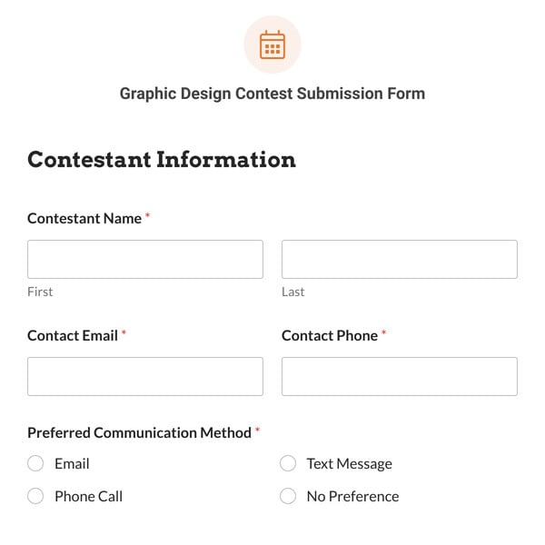 Graphic Design Contest Submission Form Template
