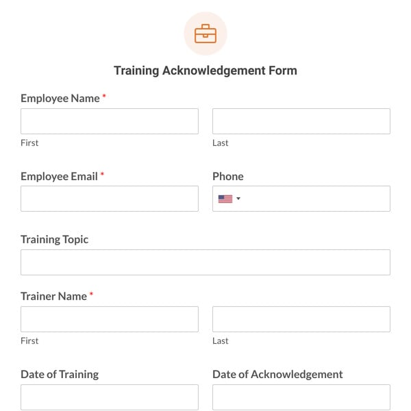 Training Acknowledgement Form Template
