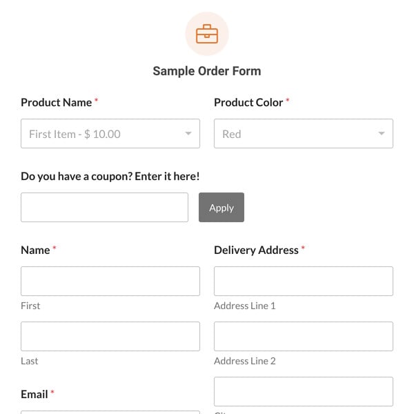 Sample Order Form Template