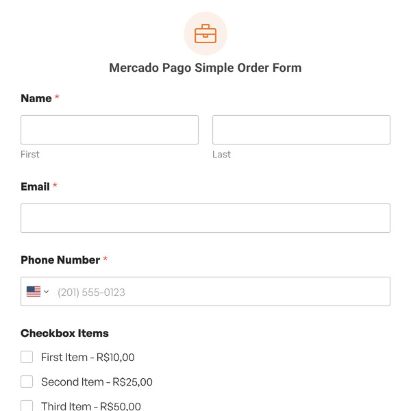 Mercado Pago Simple Order Form Template