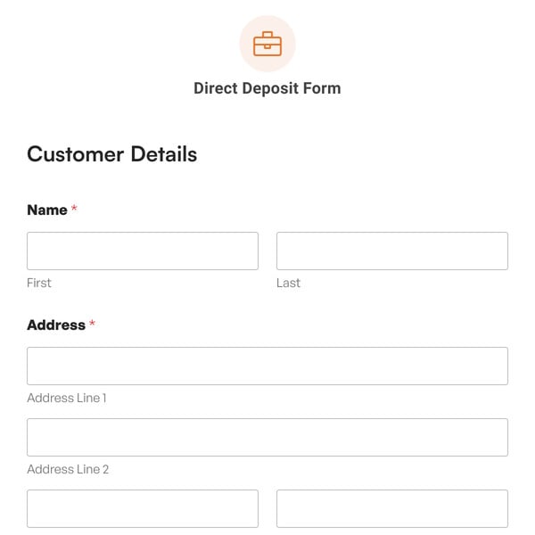 Direct Deposit Form Template
