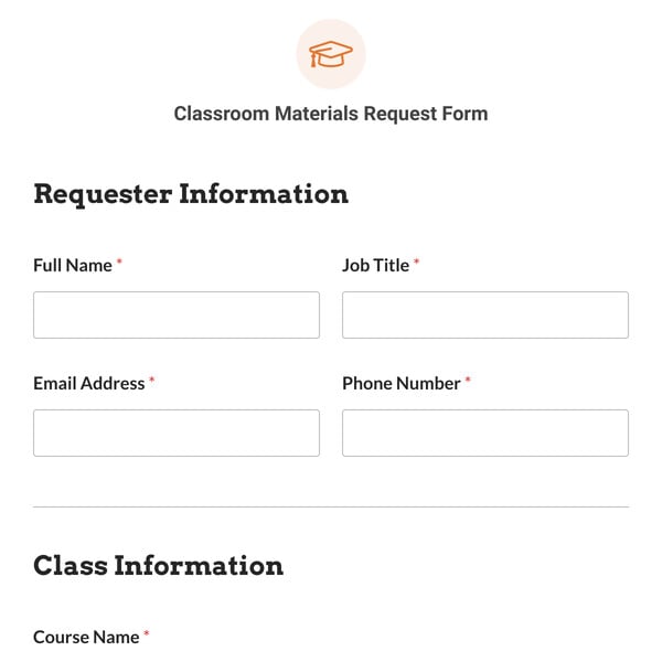 Classroom Materials Request Form Template