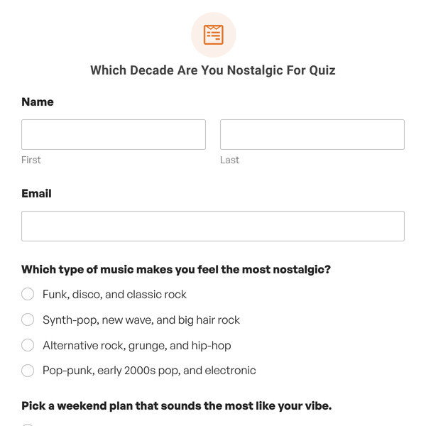Which Decade Are You Nostalgic For Quiz Template