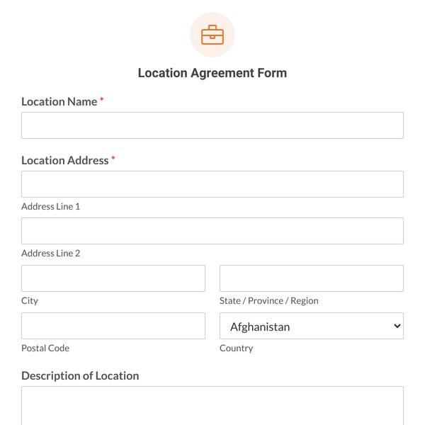 Location Agreement Form Template