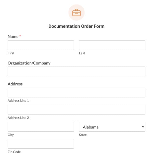 Documentation Order Form Template