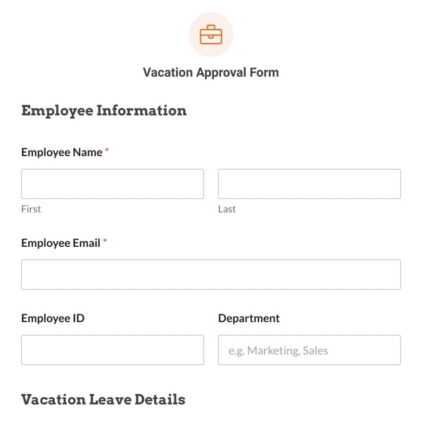 Vacation Approval Form Template