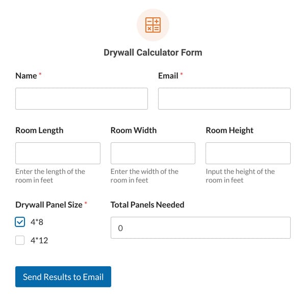 Drywall Calculator Form Template