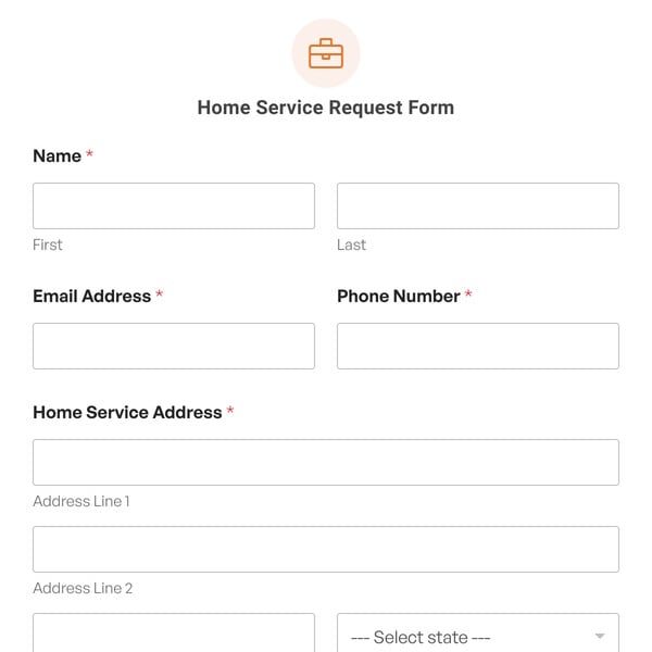Home Service Request Form Template