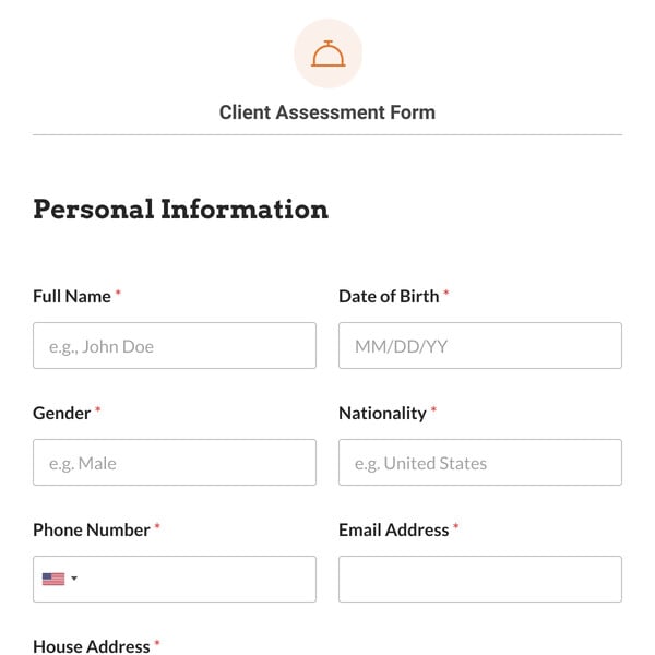 Client Assessment Form Template