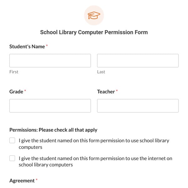 School Library Computer Permission Form Template