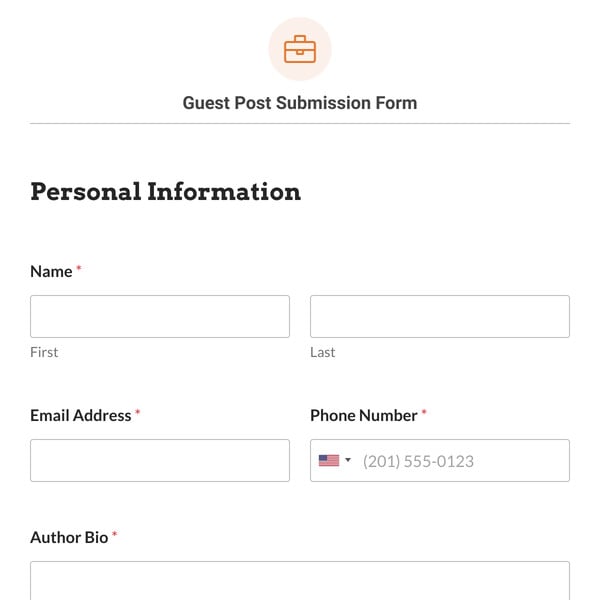 Guest Post Submission Form Template