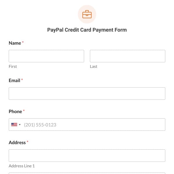 PayPal Credit Card Payment Form Template