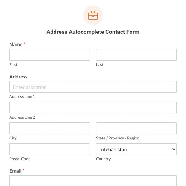 Address Autocomplete Contact Form Template