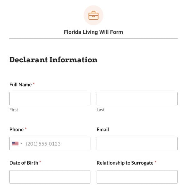 Florida Living Will Form Template