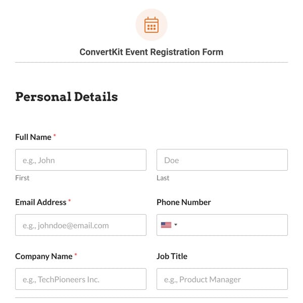 ConvertKit Event Registration Form Template