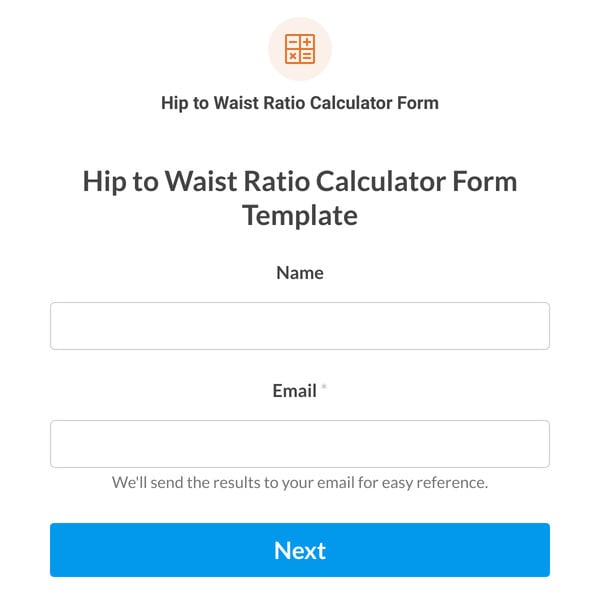 Hip to Waist Ratio Calculator Form Template