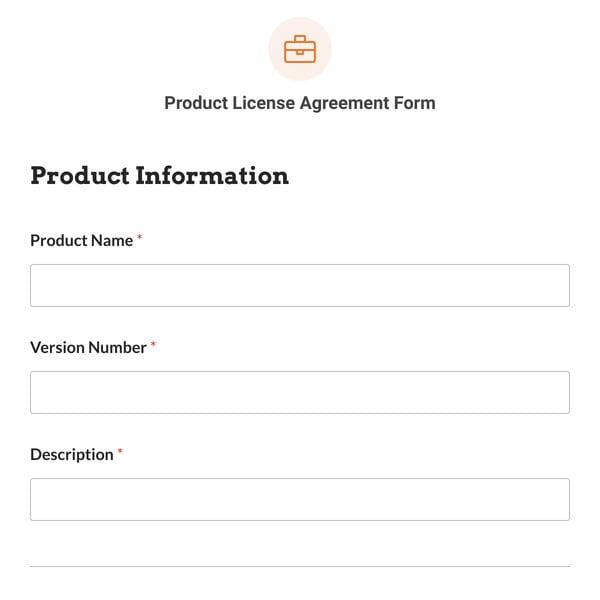 Product License Agreement Form Template
