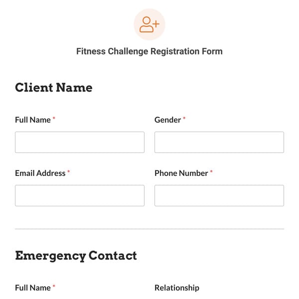 Fitness Challenge Registration Form Template
