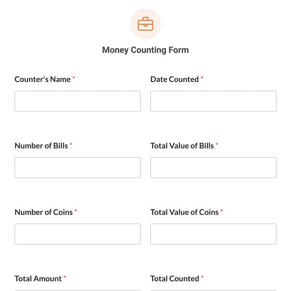 Money Counting Form Template