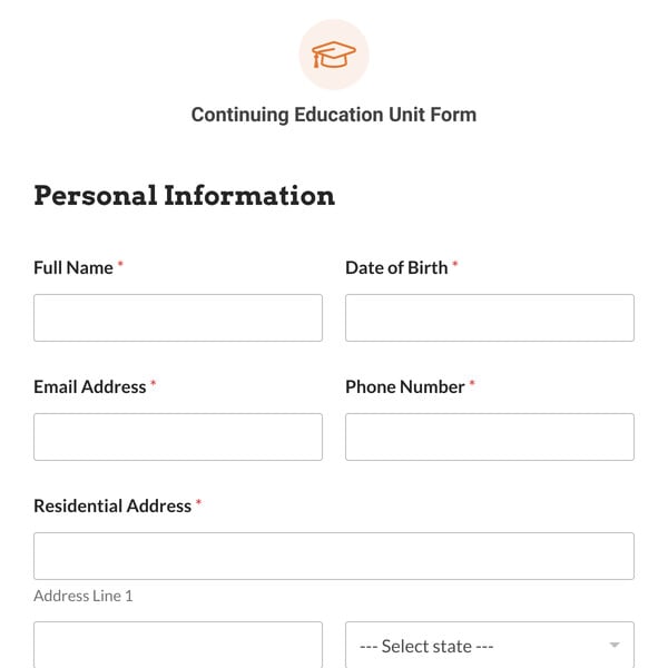 Continuing Education Unit Form Template