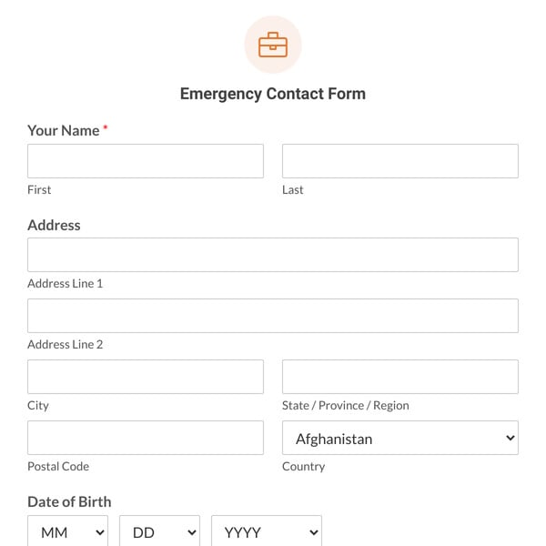 Emergency Contact Form Template