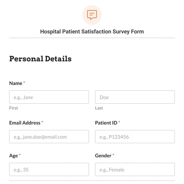 Hospital Patient Satisfaction Survey Form Template