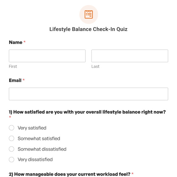 Lifestyle Balance Check-In Quiz Template