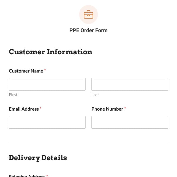 PPE Order Form Template