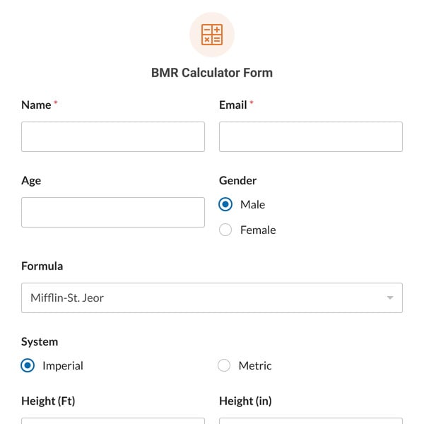 BMR Calculator Form Template