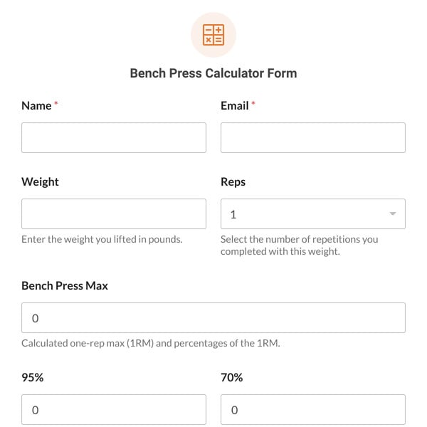 Bench Press Calculator Form Template