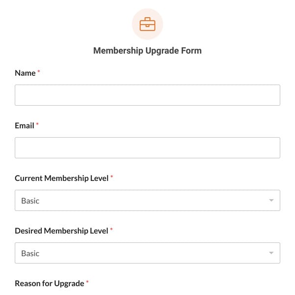Membership Upgrade Form Template