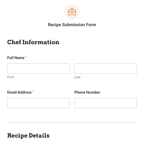 Recipe Submission Form Template