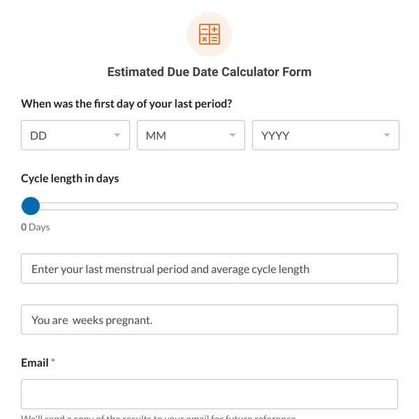 Estimated Due Date Calculator Form Template
