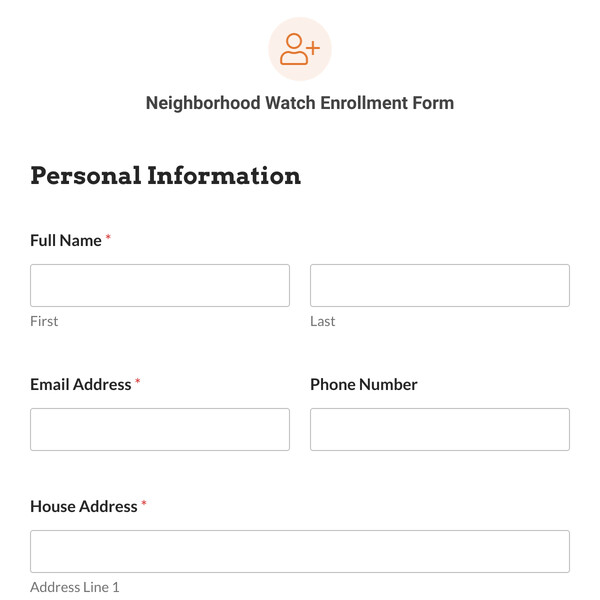 Neighborhood Watch Enrollment Form Template