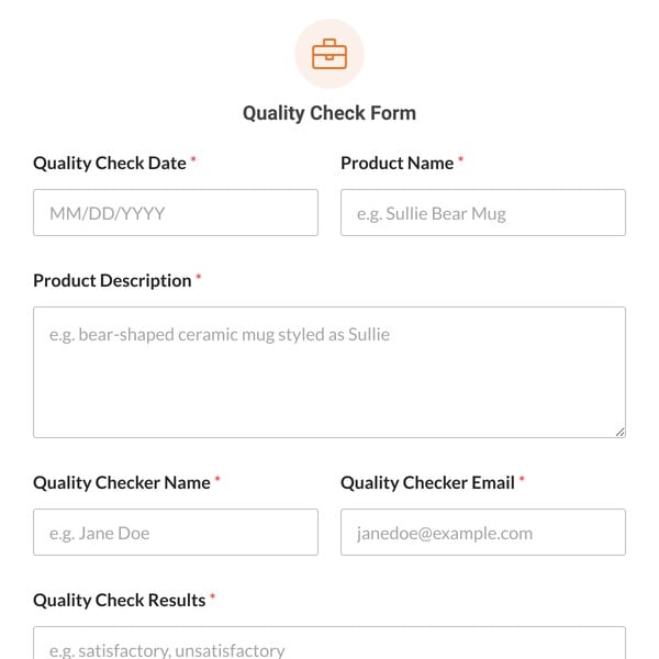 Quality Check Form Template