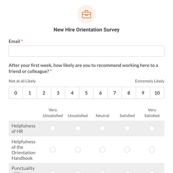New Hire Orientation Survey Template