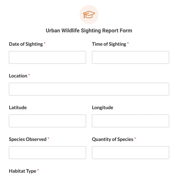 Urban Wildlife Sighting Report Form Template