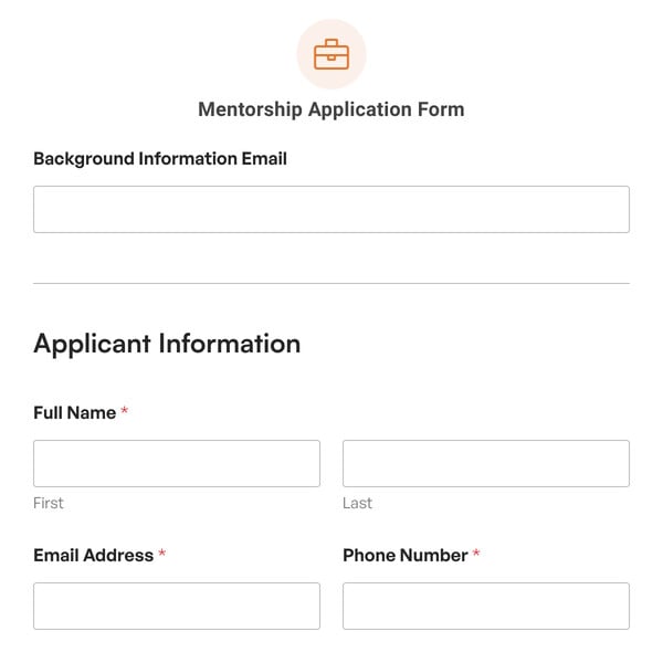Mentorship Application Form Template