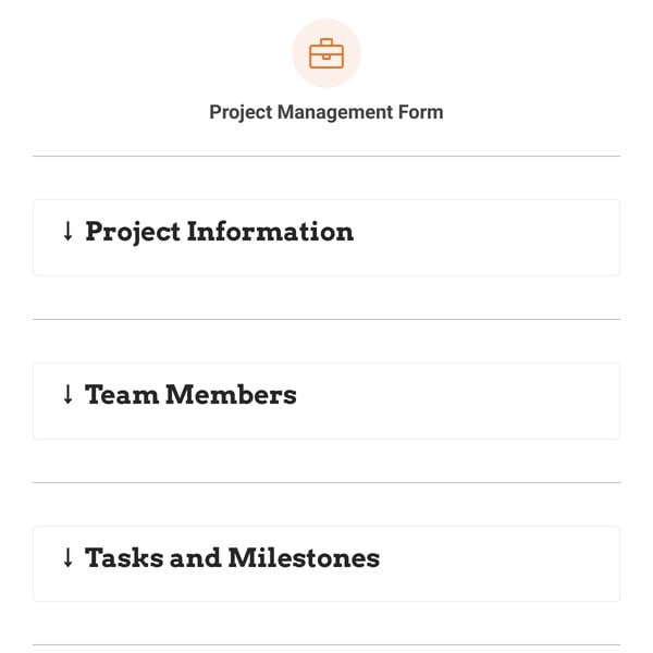 Project Management Form Template